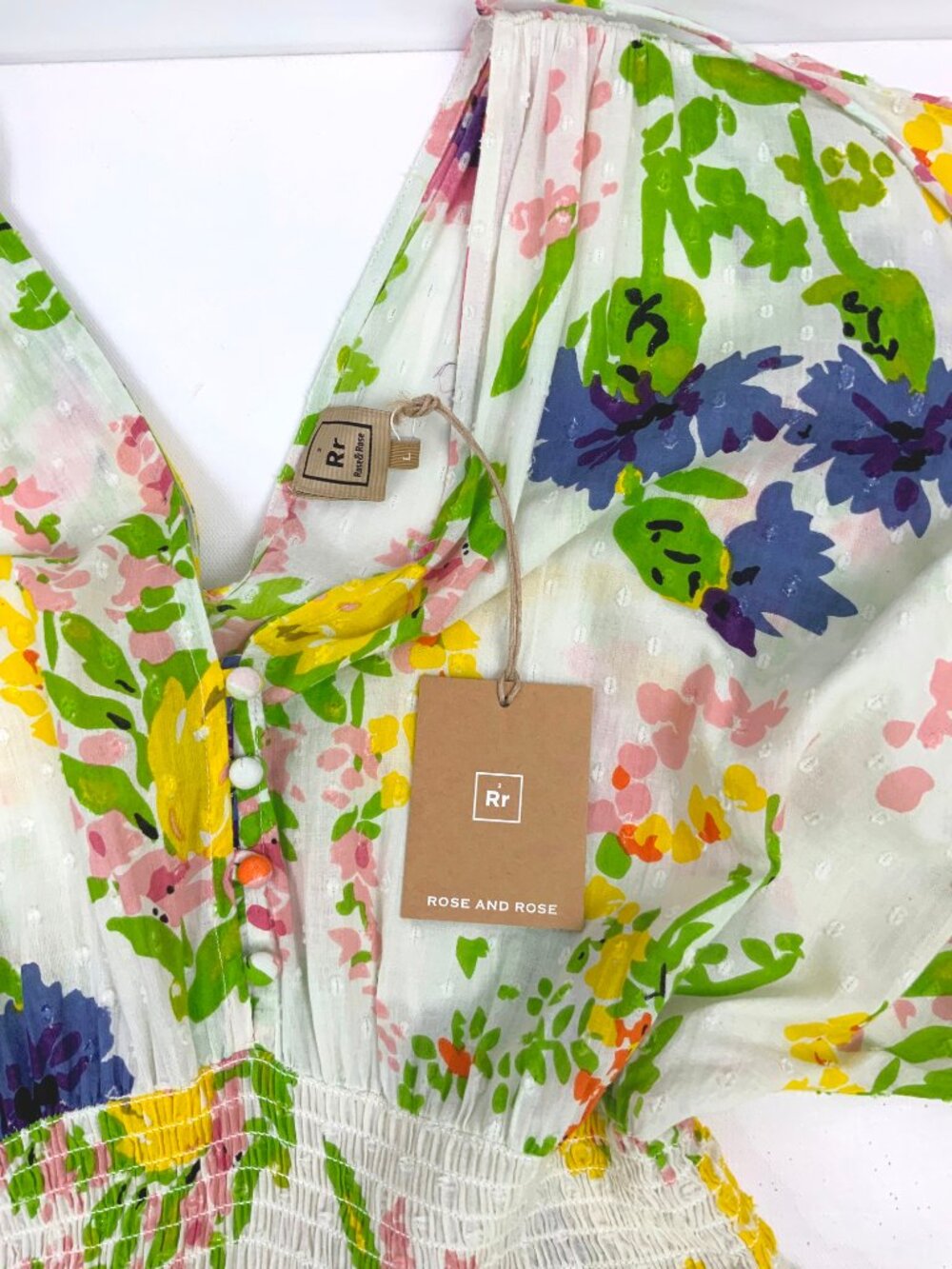NWT Rose & Rose Dobby Floral Bohemian Cotton Maxi Dress Sz L - Picture 6 of 16